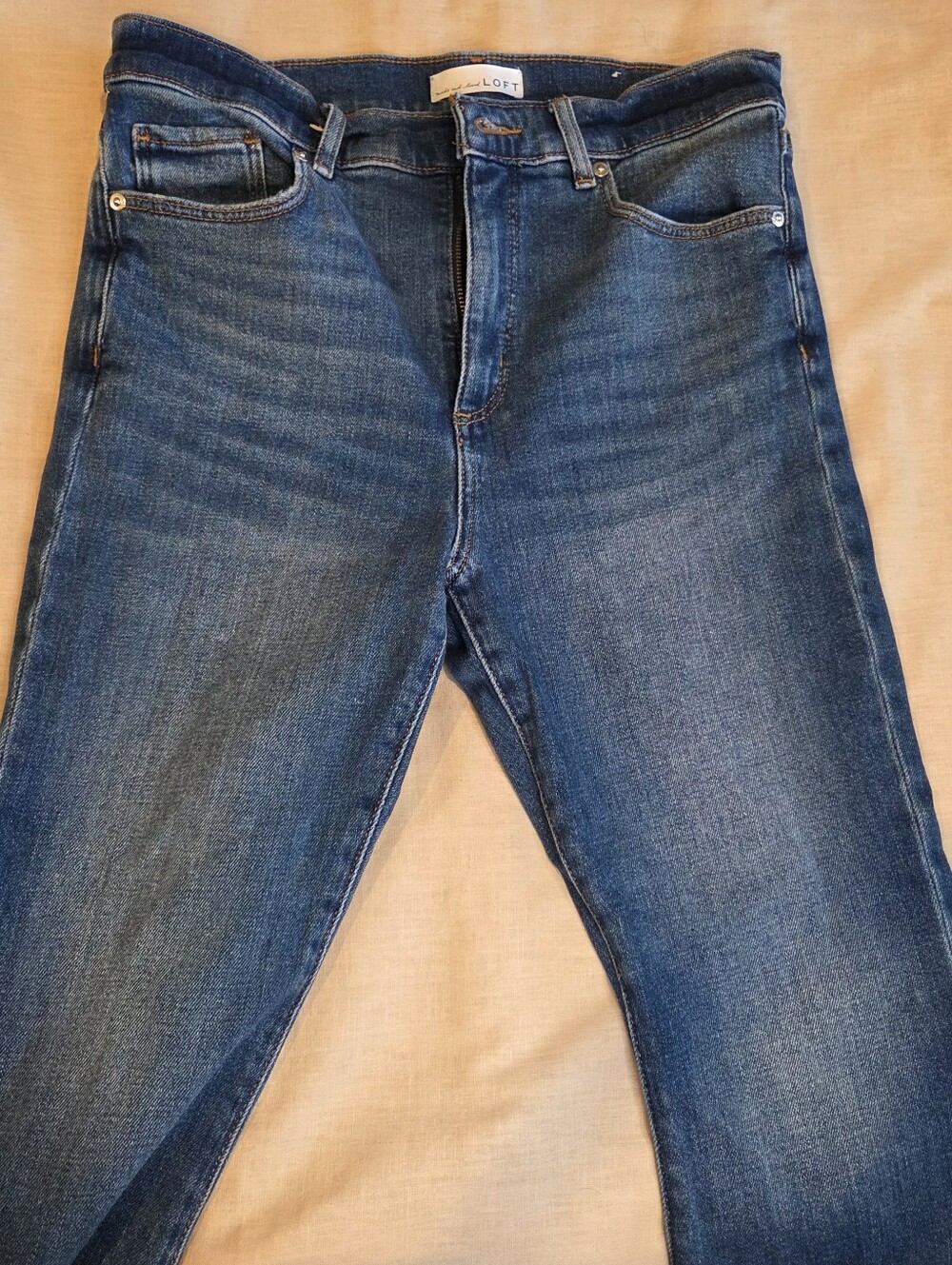 LOFT Kick Crop Jeans Size 29/8 Medium Wash Flare Cropped Denim High Rise - Picture 3 of 10